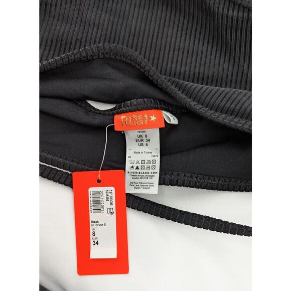 River Island Black Bikini Halter Top Size 4 - Picture 3 of 7